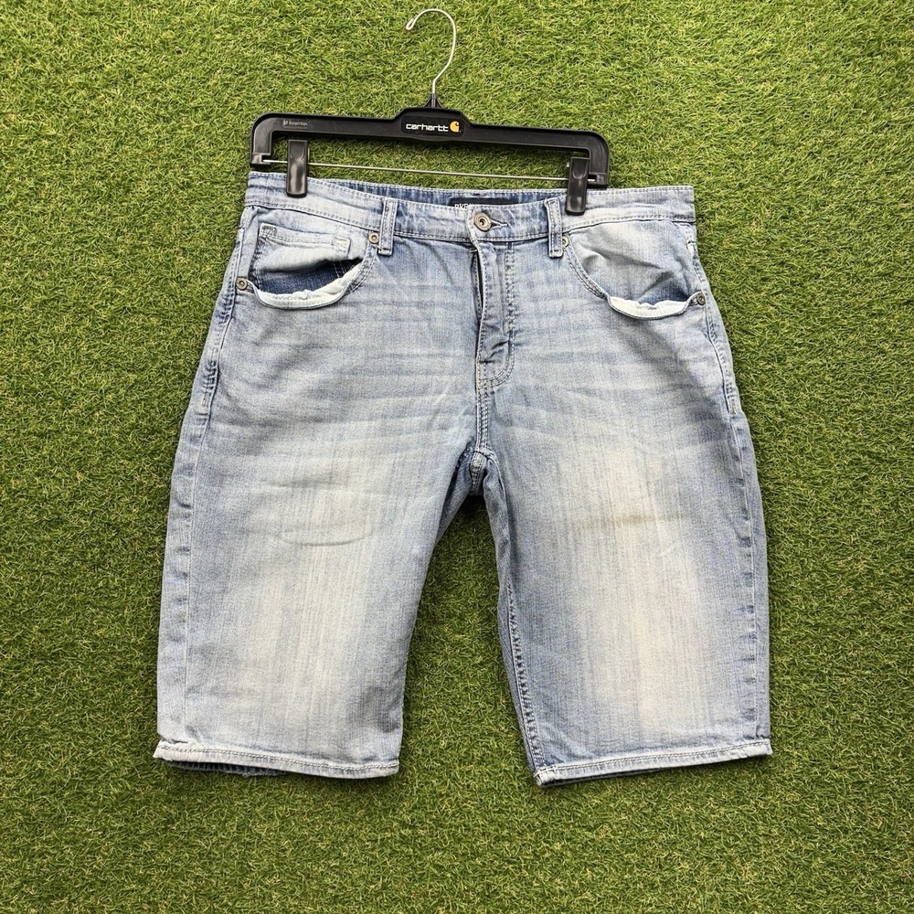 BKE Denim Shorts Mens 33 Light Blue Derek Cut Off Hemmed
